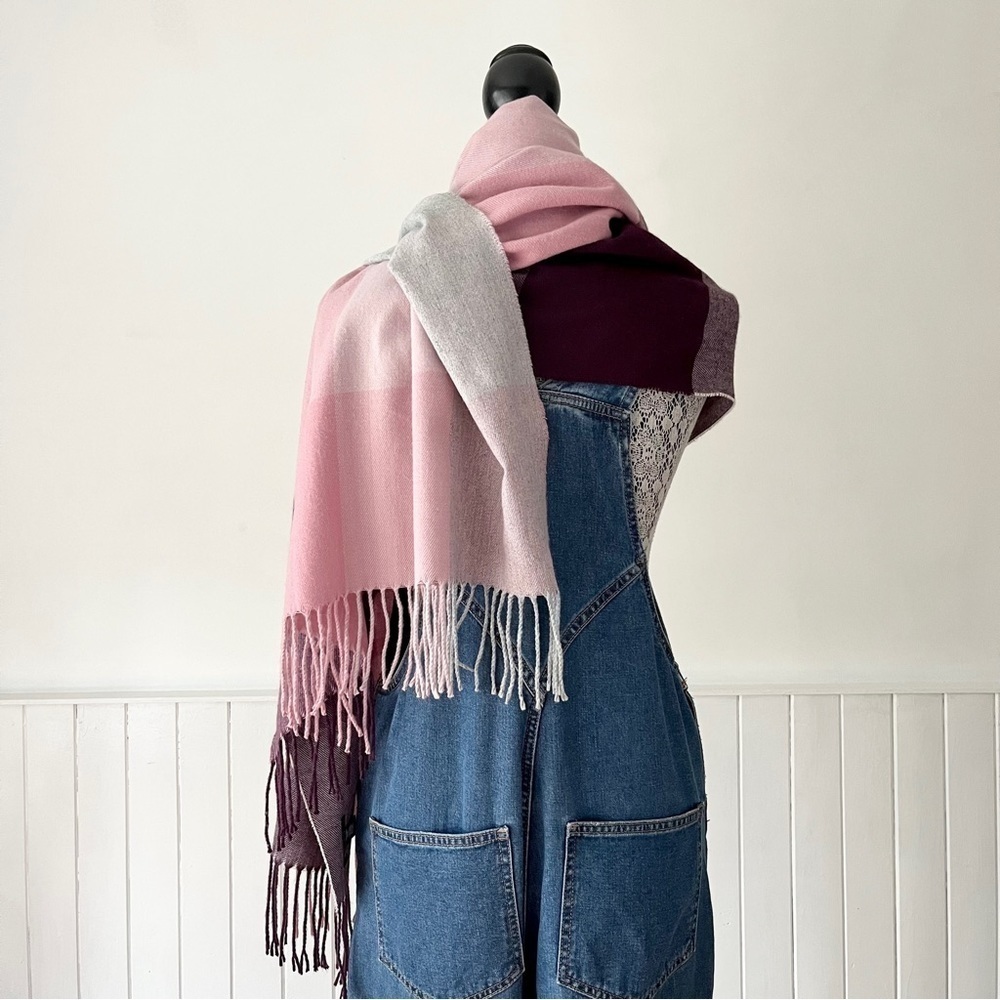 Love & Lore Soft Plaid Fringed Scarf - Picture 6 of 10